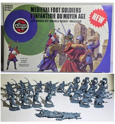 Airfix 51474-5 Medieval Foot Soldiers escala 1:32 28 piezas caja original completa Foto 1 de 4