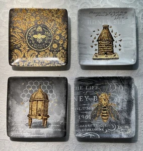 Plato de baratija Honey Bee Bumble Hive M Chad y Barrett juego de 4 bucles colgantes granja - Imagen 1 de 8