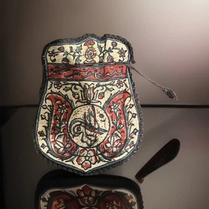 Antigua cartera otomana turca bordada con cordón sello Tughra del sultán. - Imagen 1 de 8