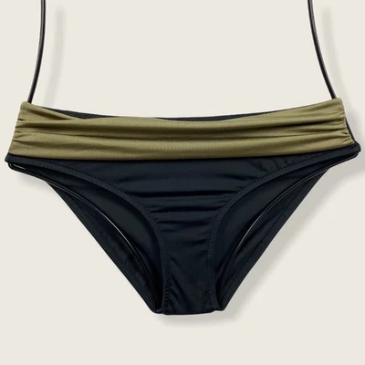 Pantalones de bikini Venus negros Sahara color dorado bloque tiro medio cintura con bandas talla 4 Foto 1 de 4