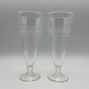 Gafas Pilsner, grabadas con patrón entrecruzado, conjunto de 2 - Imagen 1 de 7