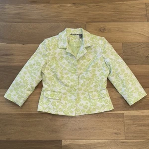Hillard & Hanson Floral lined jacket blazer Sz 12 Retro Style Daisy Buttons - Picture 1 of 9