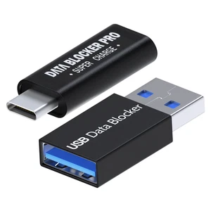Bloqueur de données USB et bloqueur de données USB-C [Pack de 2] protection pour prise de jus noir - Photo 1 sur 6