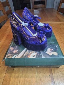 Koi Royal Manor Velvet Platform Heels In Purple Size 3-New Damaged Box - Picture 1 of 10