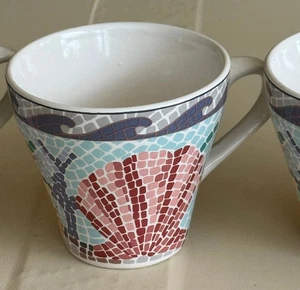 SET OF 5 SANGO CERAMIC TEA CUPS / COFFEE CUPS COLORFUL MOSAIC DESIGN - Picture 1 of 6