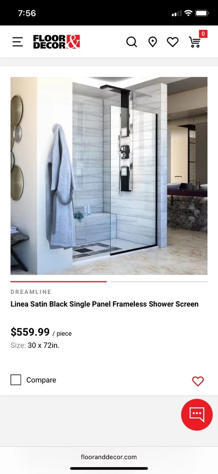 Mampara de ducha Linea negra satinada de un solo panel sin marco Foto 1 de 1