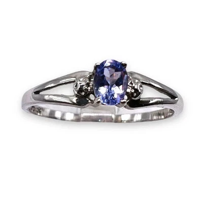 Anillo de compromiso para mujer de tanzanita natural corte pera de 2,52 quilates de oro blanco sólido de 14 quilates Foto 1 de 3