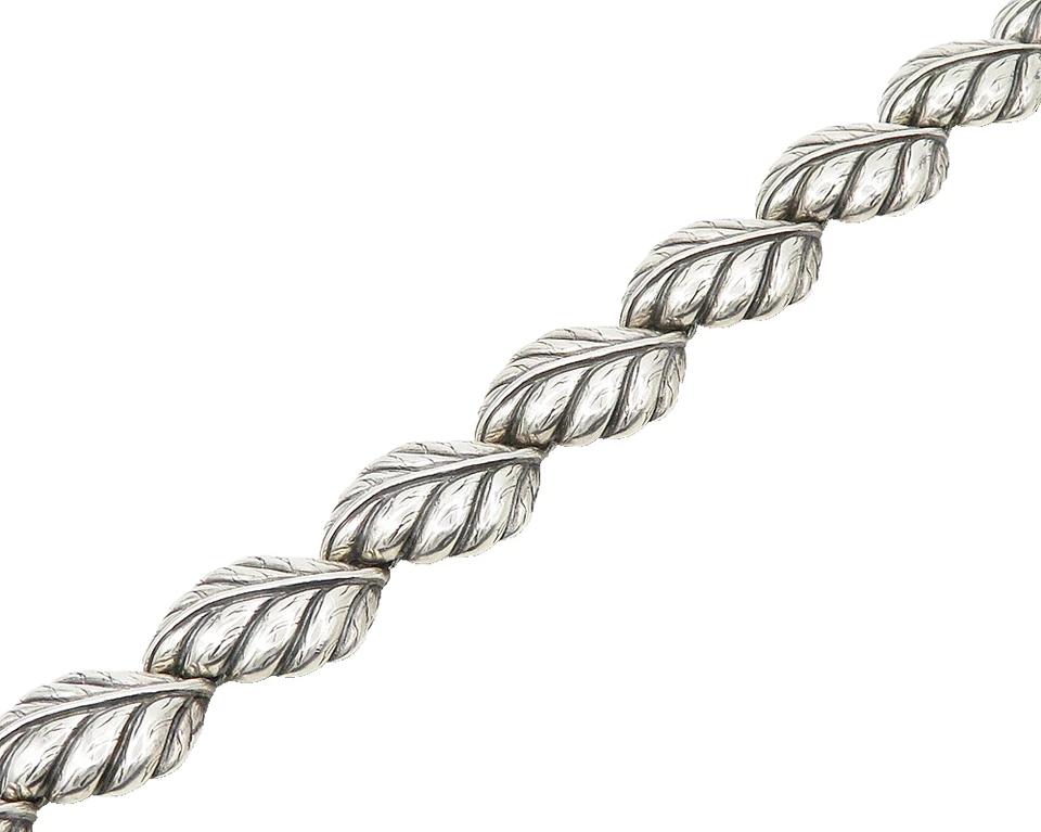 Pulsera de cadena de hoja floral brillante vintage de plata de ley 925 de diseño BT7151 Foto 1 de 4