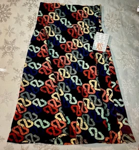 Gonna Lularoe Jill - M - Nuova con etichette - Nera maglia geometrica/catena - Foto 1 di 1