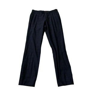 Pantalon habillé mi-hauteur homme Hugo Boss bleu à carreaux laine mélangée taille 30R | 27-19 - Photo 1/7