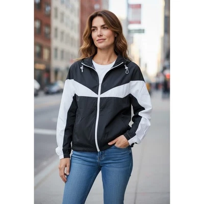 ¡NUEVO CON ETIQUETAS! Chaqueta cortavientos con capucha y cremallera completa Johnny Was Calme Elements - talla M (precio de venta sugerido por el fabricante 158 USD) Foto 1 de 4