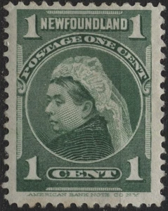 Canadá Terranova 1897 #80 1c amarillo verde, Reina Victoria, MH - Imagen 1 de 1