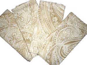 RALPH LAUREN VERANDA PAISLEY SAND (4) SQUARE DINNER NAPKINS 20X20 COTTON - Picture 1 of 5