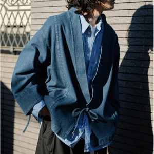 Men Women Denim Kimono Cardigan Jacket Coat Loose Haori Outwear Haori Unisex - Picture 1 of 16