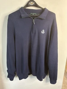 FAIRWAY & GREENE Signature Italian Merino Navy Sweater XL 1/4 ZIP Golf Pullover - Picture 1 of 10