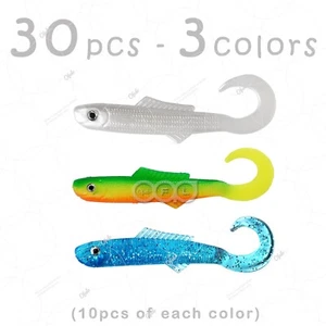30 piezas 4" Blams cebos de baño calamar cola de golpe pececillos peces señuelo suave azul verde blanco - Imagen 1 de 9