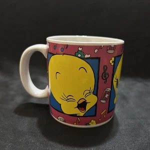 Vtg 1993 Warner Bros by Sakura TWEETY BIRD Coffee Mug Cup Music Flowers Yellow - Picture 1 of 6