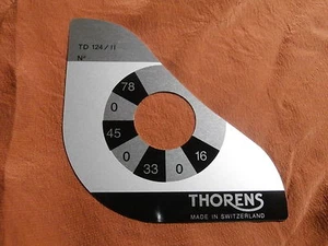 THORENS TD124 NAME PLATE VELOCITY MK1 OR MK2 PLACCA THORENS TD 124 MK1 MK2 - Imagen 1 de 2