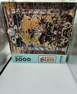 1989 Springbok PZL9407 GLORIOUS GLASS Stained Glass 2000 Piece Puzzle - Image 1 of 4
