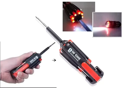 8-in-1 Multi-Purpose Screwdriver Tool Set with LED Torch | Portable & Compact - Image 1 of 4