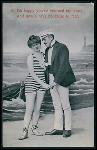 Baño belleza amor poema mujer original década de 1910 fotograbado postal lote de 6 - Imagen 1 de 7