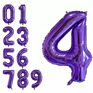 40 Inch Jumbo Purple Number 4 Balloon Giant Balloons Prom Balloons Helium Foi... - Picture 1 of 5