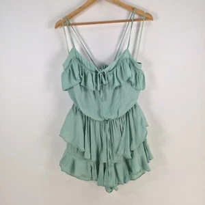 Mustard Seed womens playsuit romper size M aqua green sleeveless ruffle 079862 - Picture 1 of 8