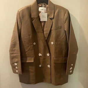 New Pistola Roman Oversized Double Breasted Taupe Blazer Size Medium Retail $298 - Picture 1 of 10