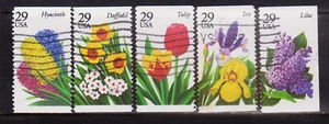 OFF paper #2760-64 Garden Flowers 29c (used set of 5) 1993 _n141 - Picture 1 of 1