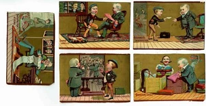 SERIES OF 5 VICTORIAN ADV CARDS - 1881 - SALESMAN MAKING THE SALE - J H HARRISON - Picture 1 of 2