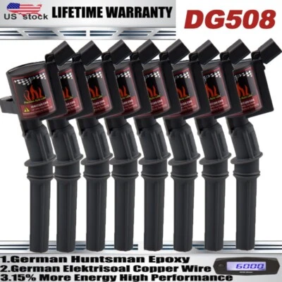 8 Pack Ignition Coil DG508 Spark Plug SP479 For Ford Lincoln Mercury Expedition - Image 1 of 4