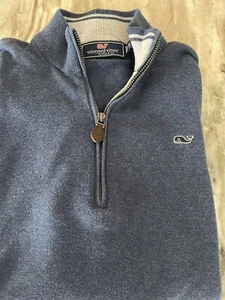 Vineyard Vines Boys Size XL (18) 1/4 Zip Navy Blue Sweater Pullover - Picture 1 of 4