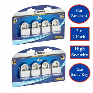 Brinks Steel Locking Bolts Padlock 2 x 4-Pack High Security