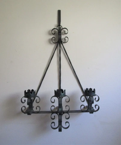 MCM Spanish Revival Brutalist Iron Gothic Wall Sconce Candelabra Cover
