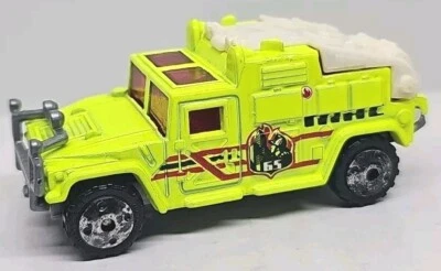 Matchbox 2000 Fire Department Hummer Neon Yellow Diecast Used - FREE SHIPPING  - Image 1 of 4
