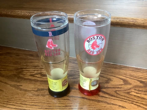 Boston Red Sox Baseball MLB Freezer Pilsner 16 oz  Glasses (Lot of 2) Cover