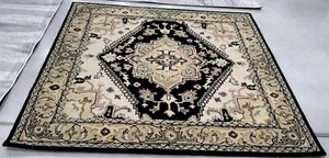 BLACK / GOLD 6' X 6' Square Cut on Rug, Reduced Price 1172749742 HG625Z-6SQ - Picture 1 of 4