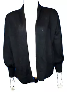 NUOVO Cardigan Pure Collection 100% Cashmere Manica Voluminosa, Nero UK 10 - Foto 1 di 4