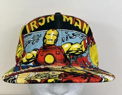 Gorra Marvel Iron Man estampado por todas partes AOP cómic gráfico ajuste elástico OSFM Foto 1 de 4