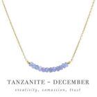 Natural Tanzanite Beads Gold Plate Over 925 Sterling Silver Chain Bar Necklace