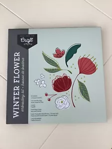 Craft Crush Winter Flower Embroidery Kit With Hoop, Needles, Pattern, Thread NIB - Picture 1 of 2