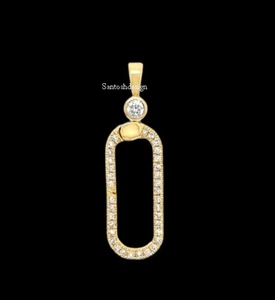 Beautiful Oval CZ Diamond Sterling Silver Enhancer Lock,Handmade Lock Jewelry - Picture 1 of 2