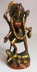 Kaali Brass Statue Shiva Alter Meditation Durga Kali Maa Hindu Goddess - Picture 1 of 6