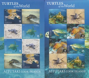 Aitutaki MNH Sc 708-09 sheet IMPERF Mi Bk 1085-92B KB Value 400 Euro Turtles - Picture 1 of 1