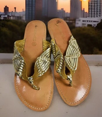 🔥 Coconuts • Sandals Size 9 • Gold Brown Slip On Shoes Slipper Thong Slide - Image 1 of 4