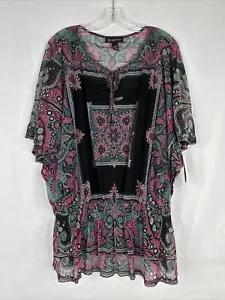 INC International Concept Botanica Tunic Top Womens Plus Size 3X Scarf Paisley - Picture 1 of 16