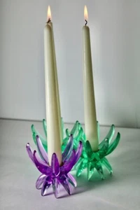 Bougeoirs Friedel Lotus Lucite allemagne 1960 x3 - Picture 1 of 11