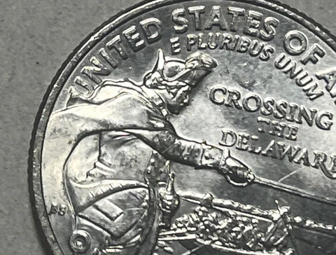 2021 P Washington Crossing The Delaware Quarter Error Crown Die Chip Cover