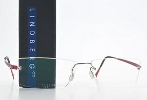LINDBERG Brille 2021 Col U39 Strip Titanium Randlos Rot Rechteckig Leicht Small - Picture 1 of 9