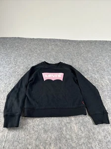 Levis Girls Size 6X Large Long Sleeve Black Sweatshirt Pink Terry Logo - Picture 1 of 11